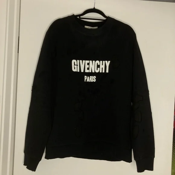 Givenchy Black Distressed Logo Sweatshirt